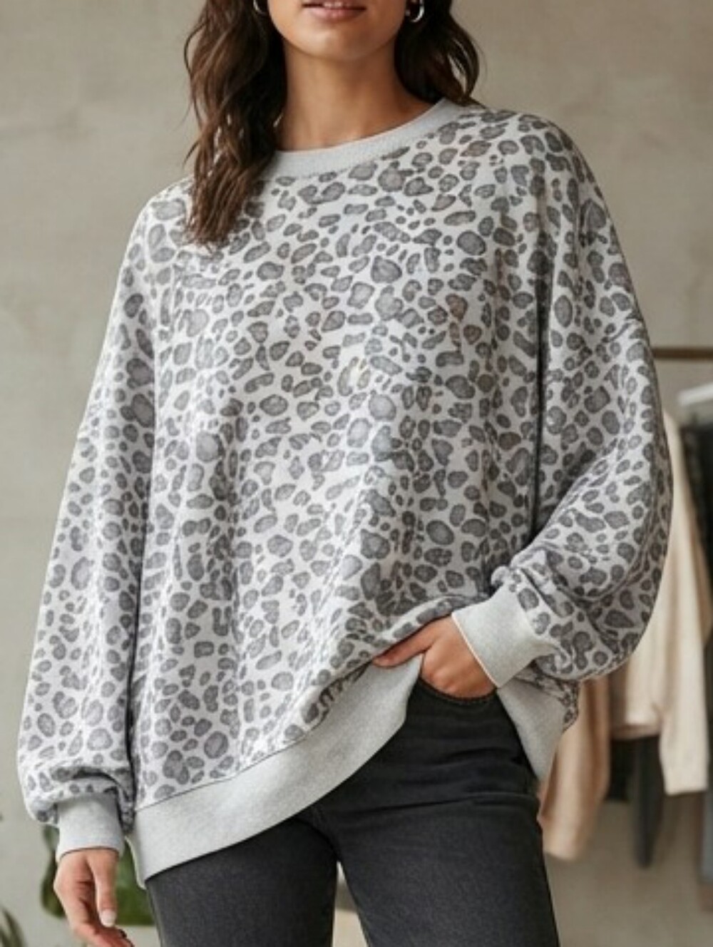 American Eagle Cheetah Print Super Soft Long Sleeve Sweater